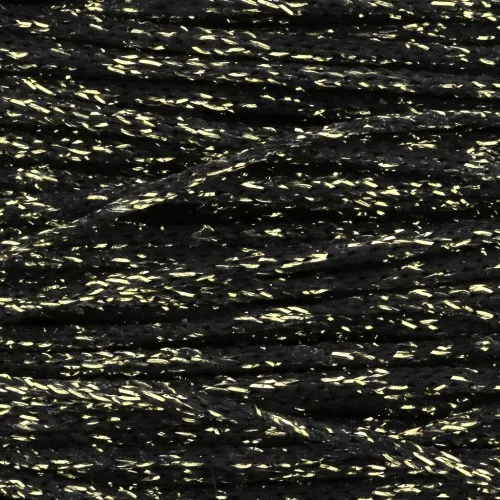 Sticky synthetic cord 1mm black/gold tone x 1 m