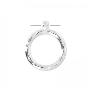 Pendant hammered Ring 33 mm Antique Silver Plating x1