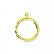 Pendant hammered Ring 33 mm fine Gold plated x1