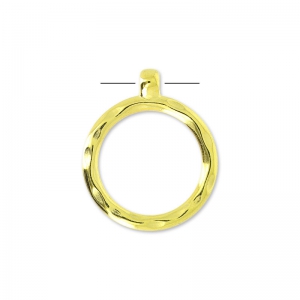 Pendant hammered Ring 33 mm fine Gold plated x1