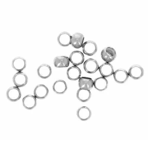 2.5mm Brass Crimp beads - Silver Tone x100