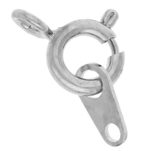 Spring clasp with 5 mm tag - Rhodium-plated x1