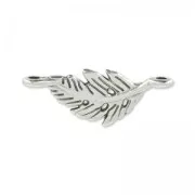 Feather spacer 2 rings 23 mm Antique Silver Plating x1