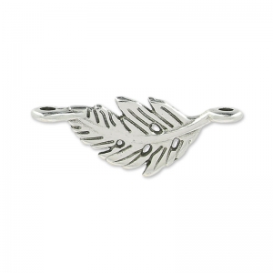 Feather spacer 2 rings 23 mm Antique Silver Plating x1