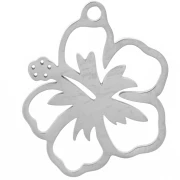 Hibiscus flower pendant 21.5x18 mm - 304 stainless steel x1