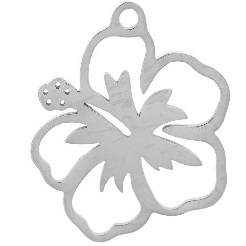 Hibiscus flower pendant 21.5x18 mm - 304 stainless steel x1