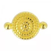 Round fancy spacer 2 rings 23 mm fine Gold plated x1