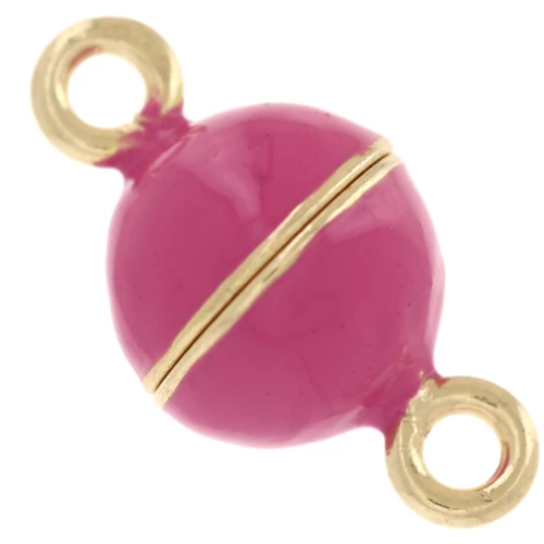 10 mm magnetic ball clasp with epoxy resin - 925 Sterling Silver Fine gold plated - Fuchsia