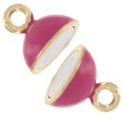 10 mm magnetic ball clasp with epoxy resin - 925 Sterling Silver Fine gold plated - Fuchsia