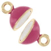 10 mm magnetic ball clasp with epoxy resin - 925 Sterling Silver Fine gold plated - Fuchsia