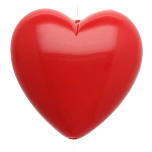 17x18mm opaque resin Heart bead - Dark red x1