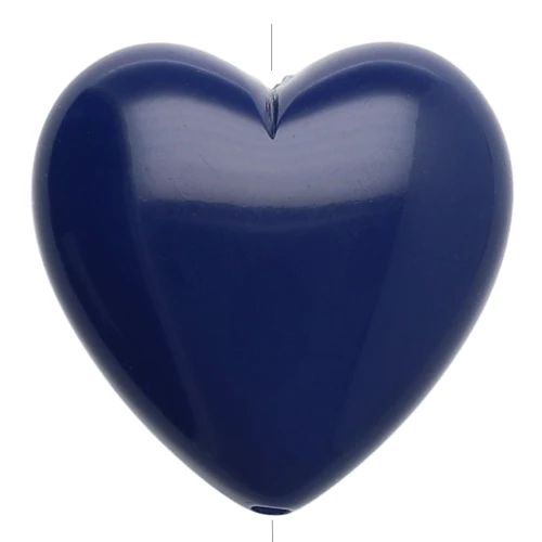 17x18mm opaque resin Heart bead - Dark blue x1