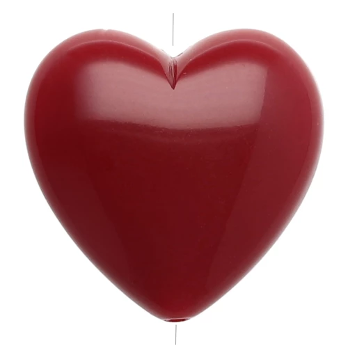 17x18mm opaque resin Heart bead - Burgundy x1