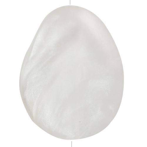 Flat irregular bead 22x17 mm in translucent resin - Pearlescent white x1