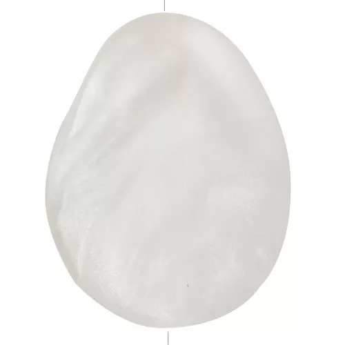 Flat irregular bead 22x17 mm in translucent resin - Pearlescent white x1