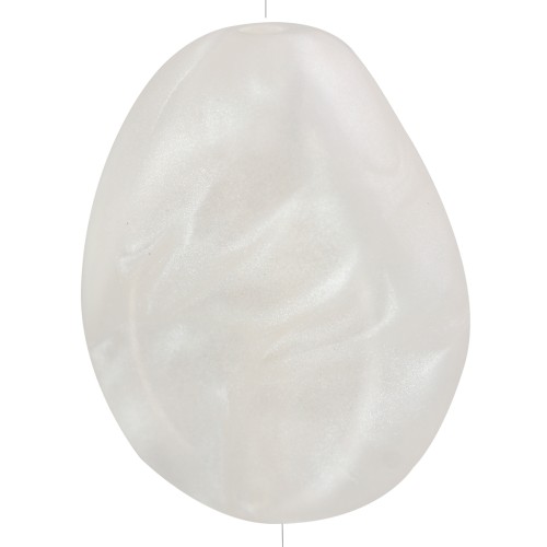 Flat irregular bead 25x20 mm in translucent resin - Pearlescent white x1