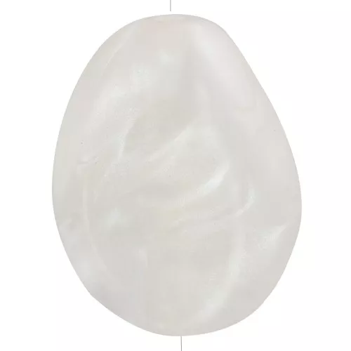 Flat irregular bead 25x20 mm in translucent resin - Pearlescent white x1