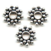 925 Sterling Silver Flower beads 9mm x4|raw }}