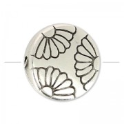 Puck Flower pattern 11.5 mm Antique Silver Plating x1