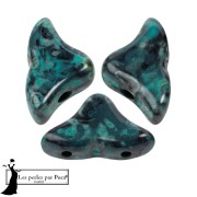 Helios® glass beads by Puca® 6x10mm - Black Stony Emerald x10g