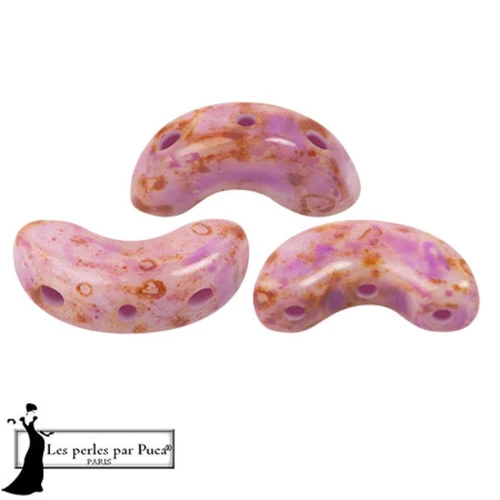 Arcos® glass beads by Puca® 5x10 mm - White Stony Violet x10g