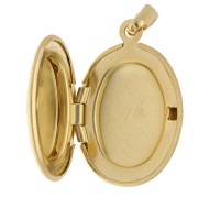 Oval photo holder pendant 24x16 mm - arabesque pattern - 3-micron gold-plated x1