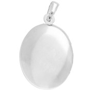 Oval photo holder pendant 24x16 mm - arabesque pattern - Fine silver plated x1