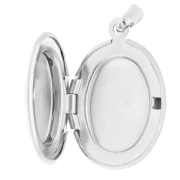 Oval photo holder pendant 24x16 mm - arabesque pattern - Fine silver plated x1