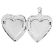 Heart photo holder pendant 23x19.5 mm - arabesque pattern - Fine silver plated x1
