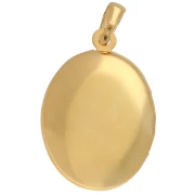 Oval photo holder pendant 24x16 mm - arabesque pattern - Fine gold plated x1