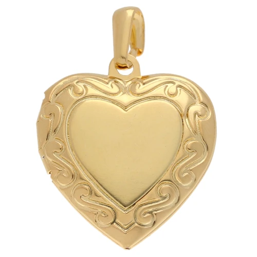 Heart photo holder pendant 23x19.5 mm - arabesque pattern - Fine gold plated x1