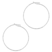 20 mm diamond-cut wire hoop earrings - 925 Sterling Silver x2