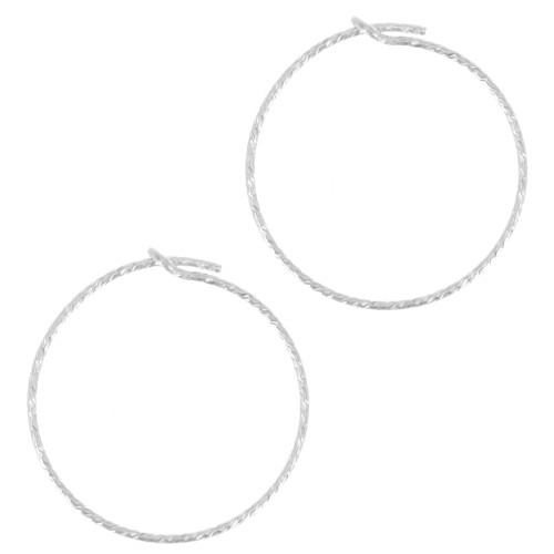 20 mm diamond-cut wire hoop earrings - 925 Sterling Silver x2