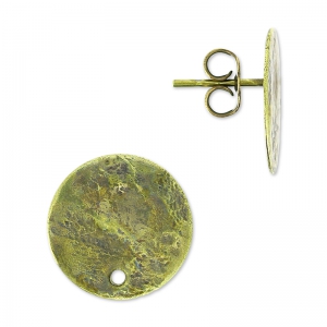 Stud earrings with a hole. 15 mm bronze x2