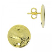 Stud earrings with a hole 15 mm fine Gold plated x2