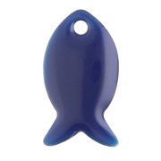 Metal and epoxy resin fish beads 14x8 mm - Midnight blue x6