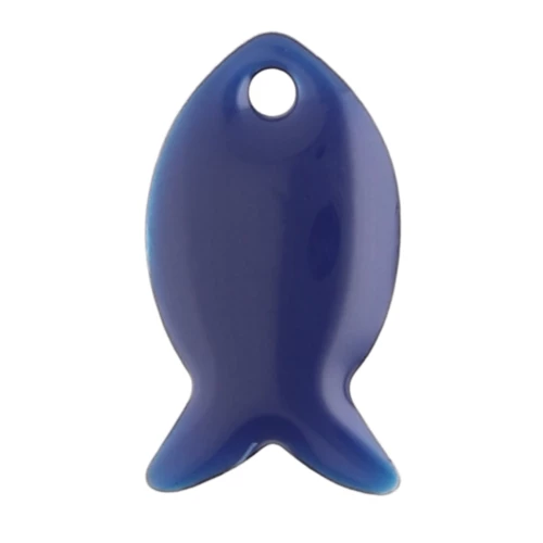 Metal and epoxy resin fish beads 14x8 mm - Midnight blue x6