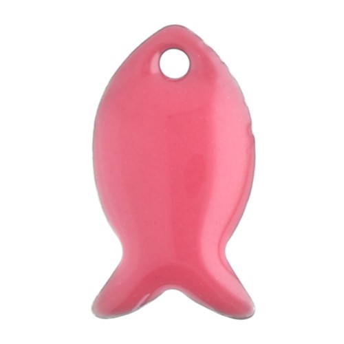 Metal and epoxy resin fish beads 14x8 mm - Pink Coral x6