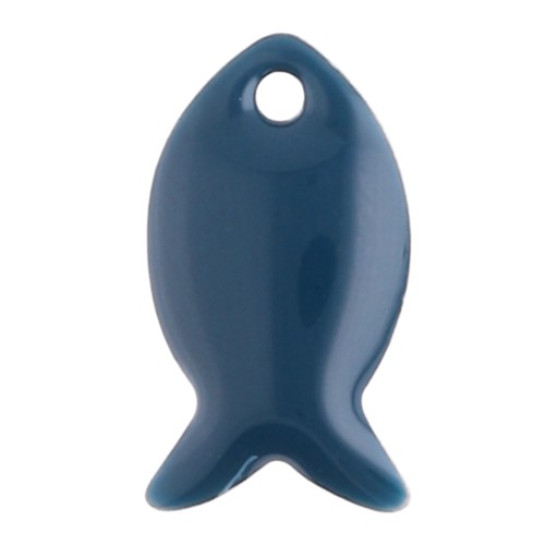 Metal and epoxy resin fish beads 14x8 mm - Petroleum x6