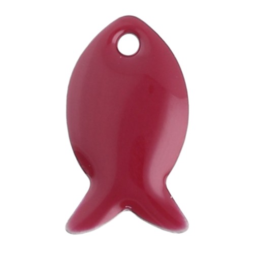 Metal and epoxy resin fish beads 14x8 mm - Dark red x6