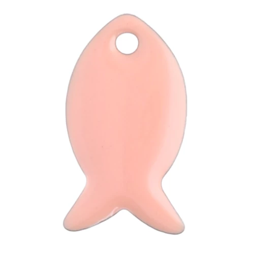 Metal and epoxy resin fish beads 14x8 mm - Light Rose x6