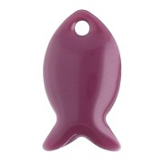 Metal and epoxy resin fish beads 14x8 mm - Lilac x6