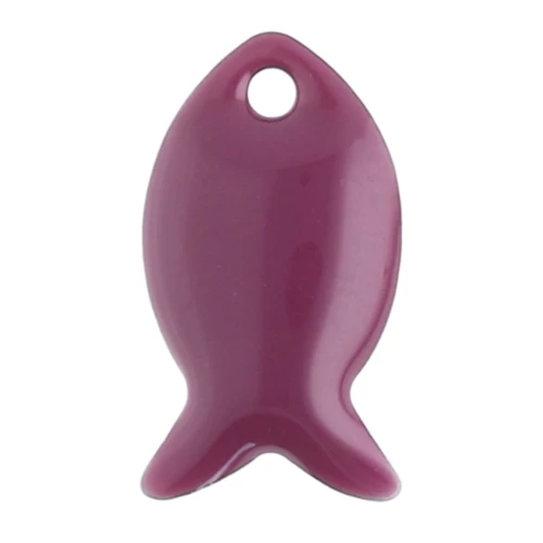 Metal and epoxy resin fish beads 14x8 mm - Lilac x6