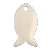 Metal and epoxy resin fish beads 14x8 mm - Cream x6|raw }}