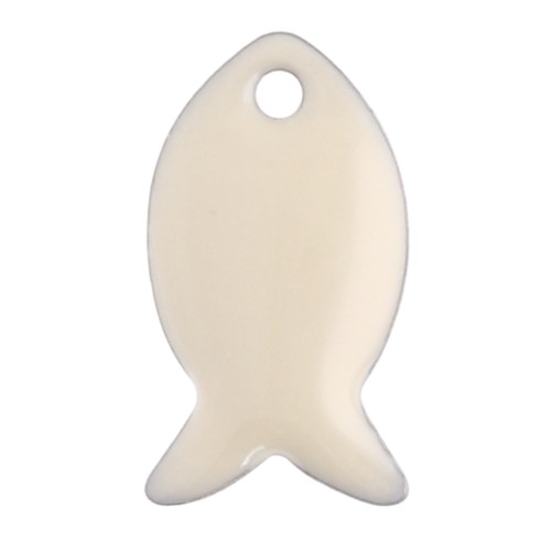 Metal and epoxy resin fish beads 14x8 mm - Cream x6