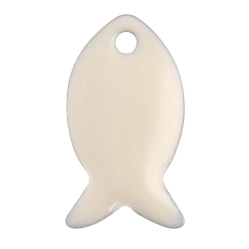 Metal and epoxy resin fish beads 14x8 mm - Cream x6