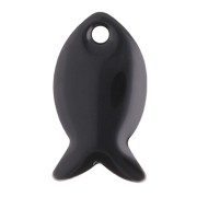 Metal and epoxy resin fish beads 14x8 mm - Black x6|raw }}