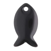 Sequins poissons en métal et résine époxy 14x8 mm - Noir x6