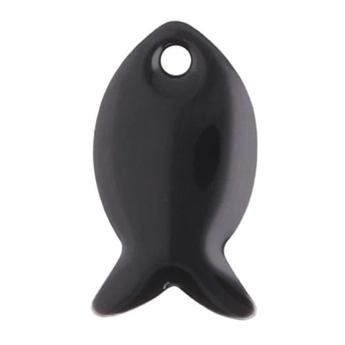 Metal and epoxy resin fish beads 14x8 mm - Black x6