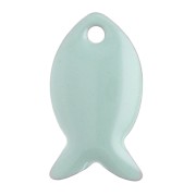 Metal and epoxy resin fish beads 14x8 mm - Sage x6